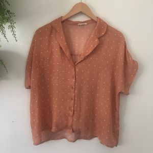 Star print short sleeve blouse